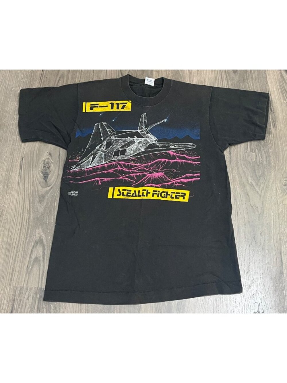 Vintage  F-117 Stealth Fighter T Shirt Single Single Stitch Made USA 90s